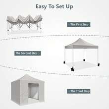 10x10 Pop Up Canopy Tent With 4 Removable Sidewalls, Heavy Duty Easy Up Canopy With 4 Sandbags For Weight, 100% Waterproof Winter Canopys Outdoor,1 Person Easy Set Up, Portable Roller Bag - 3White-without fence - View 5