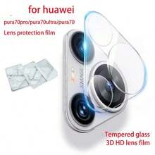 2+2 piezas Protector de pantalla de vidrio templado + Protector de lente de cámara, dureza 9H, anti-arañazos, a prueba de huellas dactilares, compatible con Huawei Pura 70/80, Pura 70 Pro/80 Pro, Pura 70 Ultra/80 Ultra, Y73 - transparente - Ver 3