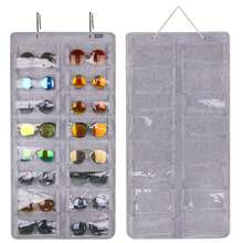 Sunglasses Organizer Storage, Hanging Wall Pocket Glasses Organizer - Sunglass Organizer Holder Eyeglass Display With Sturdy Rope(NO Hooks ) - 灰色 - 查看 1
