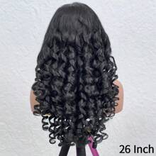 Peluca rizada de cabello humano con frente de encaje transparente HD de 34 pulgadas de 200 de densidad, onda profunda suelta, para mujeres, con línea de cabello natural y área de encaje HD suizo resistente al calor, atada a mano