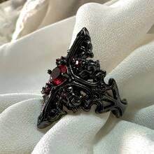1pc Gothic Cross Ring, Medieval Punk Open Adjustable Black Ring, Motorcycle Club Jewelry Accessory Gift - Ring - View 4