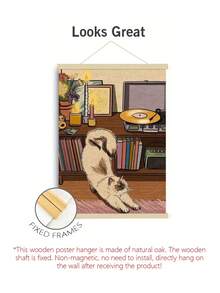 1幅抽象猫主题帆布墙画海报，装饰艺术风格，无框 - 彩色 - 查看 3