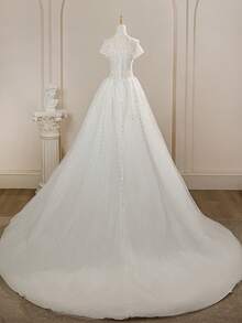 Vintage Spitze Hohlmuster Abendkleid, Palast-Stil Hochzeitskleid