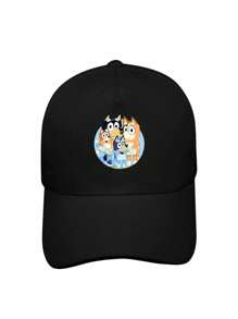 Bluey 1Pc Blueys Dogs And Bingo Family Cartoon Print Party Favor Decorative Breathable Baseball Cap Outdoor Hip Hop Snapback Black Summer Travel Sun Hat(Some Parts May Be Random)