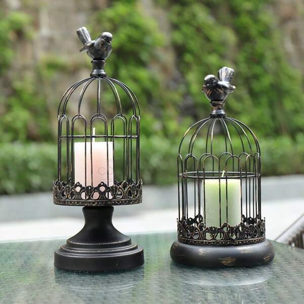 1pc Vintage Birdcage Candle Holder|Metal Table Decor For Romantic Dinner, Ins Aesthetic Living Room Centerpiece Home Decor Halloween Decor Fall Decor Room Decor
