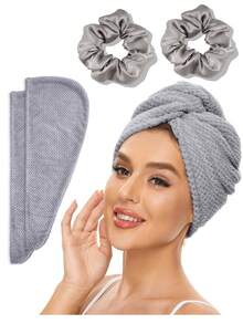 2 Packs Microfiber Hair Towel Wrap For Women, Super Absorbent Quick Dry Hair Turban For All Hair Style Anti Frizz, Large Hair Drying Towel With Button,Back To School,Travel Holiday Essentials,Hair Accessories For Women - Multicolor - View 17