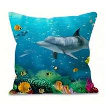 4 pièces, Taie d'oreiller thème de la vie marine côtière, Housse de coussin décorative thème de l'océan bleu, Convient pour la chambre à coucher, le canapé ou la décoration du salon, Sans âme de coussin, 100% polyester, 16x16 18x18 20x20 pouces, Impression unilatérale.