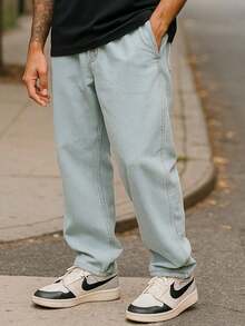 Calça Baggy Jeans Balão Masculina Larga Streetwear - Lavagem clara - Visão 3