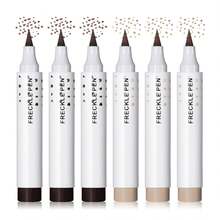 6PCS 2 Colors Freckle Pen,Natural Lifelike Liquid Fake Freckle Pen Waterproof Freckle Makeup Pen Magic Freckle Color,Long Lasting Quick Dry Faux Freckle Pen (Light Brown & Dark Brown) - Multicolor - View 1