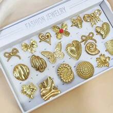 5pcs/Pack Exaggerated Butterfly & Flower Stainless Steel Rings Set For Women, Elegant Fashion Mixed Style Rings For Party, Wedding, Daily Wear, Jewelry Accessories, Best Gifts (Random Styles)