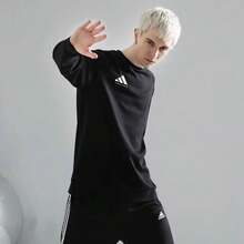 Adidas 阿迪达斯男士圆领套头衫 - 黑色 - 查看 4