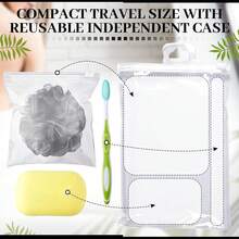 12 Pcs Travel Size Loofah Individually Wrapped, Small Shower Puff Bath Sponge Pouf Ball Bulk Mesh Bath Puff Mini Loofah Sponge With Case Bulk For Shower Care(Black) - Black and White - View 5