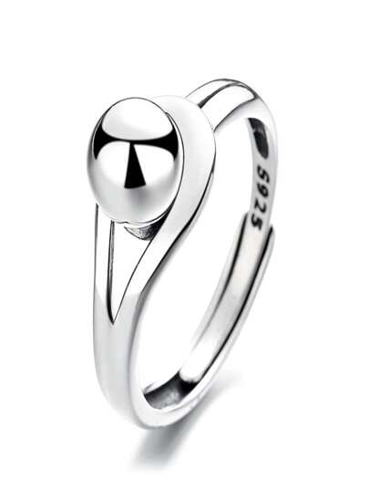 Une bague boule ronde en argent sterling 925, bague réglable, unisexe, bijoux pour femmes, bijoux en argent, port quotidien, cadeau