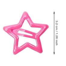 10 件迷你金属星形按扣发夹，女士/女孩发饰，适合日常使用 - 玫紅色 - 查看 7