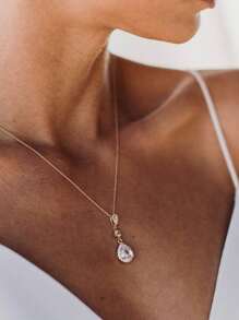 1pc Fashionable Sexy Waterdrop Backless Chain Necklace With Tassel, European & American Bride Body Chain For Rave