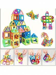 84PCS/56PCS Children's Magnetic Building Block Toys, Strong Magnetic Large Particles, Assembly, STEM Early Education, Intellectual Development, Boys And Girls' Birthday Gifts
