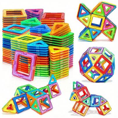 Đồ chơi xếp hình nam châm cho trẻ em (84 mảnh/56 mảnh), các mảnh lớn có nam châm mạnh, có thể lắp ráp, giáo dục STEM sớm, phát triển trí thông minh, quà tặng sinh nhật cho bé trai và bé gái.