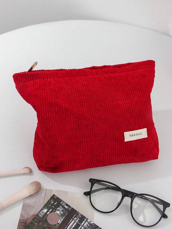 1 PC Red Corduroy Clutch Make Up Bag, Fashionable And Casual Large Capacity Portable Zipper Makeup Bags, Travel And Vacation Essentials Cosmetic Bags For Sanitary Napkins, Headphones, Charger, Lipsticks, Cosmetics, Perfume, Skin Care And Beauty Products, Home Decor, For Mom, Women, Nurses, Students, School Girls, Keys, Holiday Gifts, Makeup Bags, Cosmetic Bag, Makeup Organiser, Travel, Makeup Pouch, Bag, Make Up Pouch, Travel Essentials, Pouch Bag, Make Up Bags, Bags, Travel Essential, Small Makeup Bag,Makeup Pouch,Cosmetic Bag,Travel Essential,Large Capacity,Large Makeup Bag,Christmas Gifts,Pouch,Travel,Gifts For Women,Women's Necessaire,Travel Essential,Pouch,Clutch / Small Handbag,Necessaire,Makeup Organizer,Makeup Organize,Pouch,Brush Holder,Mini Pouch,Large Capacity Pouch