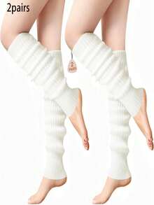 2pairs Buauty Leg Warmers For Women 80s 90s Outfit Fashion Neon Ribbed Leg Socks Fashion Y2k Neon Accessories Sports Yoga - Multicolor - View 9