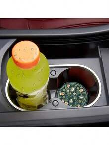 2个孔雀绿花卉仿皮车载杯垫 - 直径2.75英寸，超薄高清图案，耐用防水防尘 - 送朋友的理想礼物