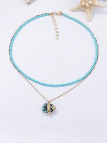 Collar con colgante de criatura marina tipo lenguado de moda para mujeres, accesorio de joyas y ropa para fiestas de playa, vacaciones y uso diario, también collar con colgante de pez dorado elegante para mujeres