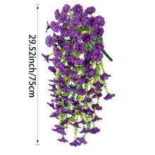 Künstliche Hängeblumen, künstliche Außenblumen, lila und lila rote künstliche Seide, Prunkwinden Blumen und UV-beständige grüne Ranken des Eukalyptusbaums, geeignet für Wände, Häuser, Veranden und Terrassen (ohne Blumentöpfe)