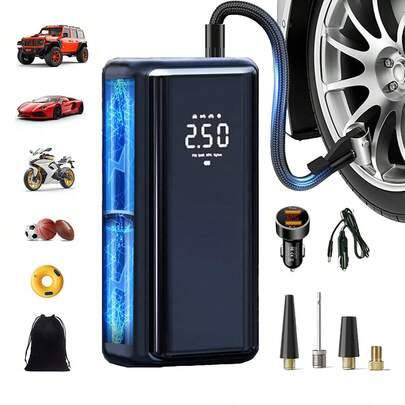Compresor Portatil Para Auto Inflador De Llantas, Inflador De Neumáticos, Bomba De Neumáticos De Coche, Bomba De Aire Automática 150psi 12v Con Manómetro Digital,cargador Para Coche