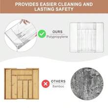 Silverware Drawer Organizer Expandable Utensil Cutlery Holder Adjustable Plastic Tray For ForksSpoons Or Knives With Knife Blocks Kitchen Storage Solution ClearW10 - Clear - View 7