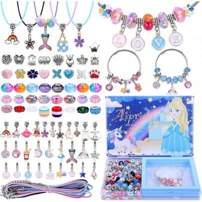AIPRIDY 150 Pieces Charm Bracelet Making Kit,Unicorn Mermaid Crafts Gifts Set Can Inspires Imagination And Creativity,Jewelry Making Kit Perfect Gifts For Girls 5-12 Years Old (150 Pieces)Essential Festive Atmosphere For Christmas