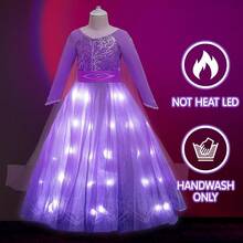 Light Up Princess Dress Girls Halloween Costume Costume Toddler Dressing Up Bithday Party, Purple - 紫色 - 查看 7
