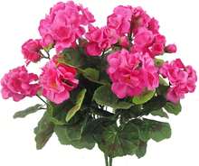2 Pcs Artificial Geraniums Outdoor Silk Flowers Rose Red Artificial Geranium Bush Faux Flowers Red Geraniums For Floral Home Decor Indoor Garden Patio Grave Cemetary Vase Table Centerpiece - 紅色 - 查看 1