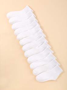 12双白色纯色中筒袜，适合日常休闲穿着，韩版运动袜，适合夏季和秋冬季开学季 - 彩色 - 查看 5