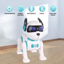 Jiakora 1 Perro Robot Interactivo con Control Remoto Infrarrojo, Sensor de Tacto, Función de Cantar y Bailar, Batería de Litio Recargable por USB, Hecho de Material ABS, Regalo Ideal para Cumpleaños, Navidad, Halloween, Juguete Mascota Interactiva | Perro de Juguete de Moda | Juguete de Plástico Duradero