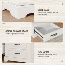 Farmhouse Nightstand With Charging Station, 3 Drawers Bedside Table, 22 Inch Wide End Table For Bedroom, Living Room