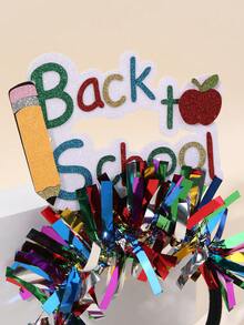 1pc Back To School Colorful Bling Hair Band,Pencil Apple Decoration Headband,Fashion Hair Accessories For Kids Toddlers Students Party Gifts - Multicolor - View 3