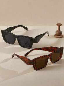 1 件女士时尚复古猫眼方形时尚眼镜，ins 风格街头按扣装饰眼镜，适合夏季海滩度假、户外、旅行