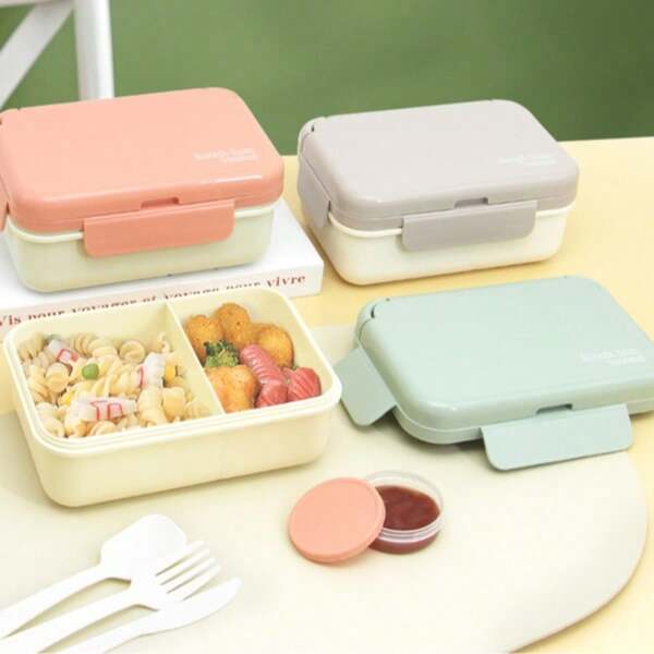 Two-Compartment Lunch Box For Students, Office Workers, Plastic Lunch Box, Microwaveable, Sealed Lunch Box, Compartments, No Odor, Sealed Two-Compartment Lunch Box, Delicious And Fresh, Refuse Takeout, Make Your Own, Considerate Sauce Box, Rich And Delicious Food, It's The Start Of School Season, Back To School Season, Office,School Supplies