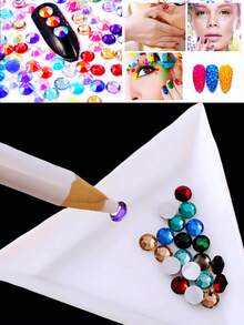 Christmas Limited Edition 50g Bulk Rhinestones Kit, Nail & Craft Decor Gems With Dotting Pen, Tweezers & Triangular Tray, Multi-Use DIY Accessories For Home Nail Art & Jewelry - Multicolor - View 5