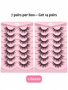 Asiteo 7/14/21 Pairs Cat Eye 3D Natural Wispy Look, Soft Band Faux Mink Lashes Fluffy Daily False Eyelash Extension For Vacation Or Appointment - Fluffy Lashes - View 9