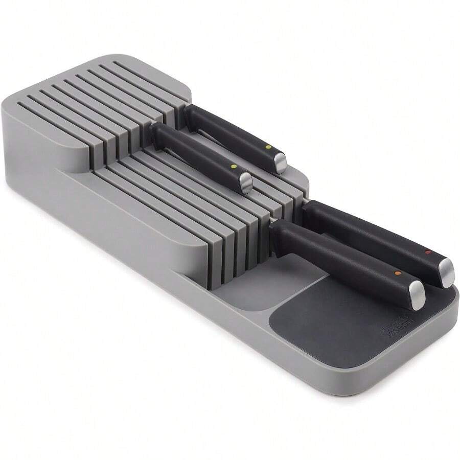 DrawerStore Knife Organizer Holds Up To 9 Knives Kitchen Organization Drawer Storage Compact GreyW10 - Gray - 查看 1