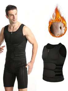 1 件男士桑拿双肩带背心、运动吊带背心、氯丁橡胶运动运动衫、健身腰带，适合锻炼、居家运动和散步、腰部修剪器和健身腰带