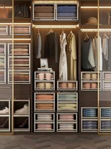 1pc 5/10/16/28/36/37/46/47L Large Capacity Drawer Storage Box, Closet Organizer/Bedroom Closet/Portable Closet, Plastic Transparent Storage Cabinet, Clothes And Underwear Large Capacity Storage Box, Stackable Storage Box High Hardness Storage Box