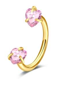 Anillo para la nariz en forma de herradura, anillo de septo con corazón, estrella, y cristales de color rosa, con rosca interna, anillo de cartílago para tragus, aretes para hélice, joyería para piercing de labio, de acero inoxidable, calibre 18/20, 8mm
