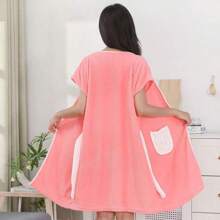 1 pieza Falda de baño de terciopelo coral, falda de baño suave, absorbente y resistente al desgaste, encantadora falda de baño para damas, falda de baño simple y ordinaria, suministros de baño, accesorios de baño