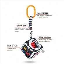 悬挂拼图黑白摇铃鼓，几何新生儿摇铃玩具，婴儿摇铃，黑白摇铃，悬挂卡通摇铃玩具 - 彩色 - 查看 6