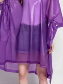 1 件加厚 EVA 防水雨衣，多功能徒步男女透明雨衣，女式背包雨披，露营徒步旅行防水 - 紫色 - 查看 5