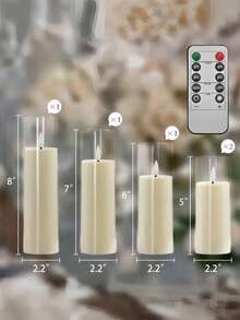 5-Piece Acrylic Flameless LED Candles, Battery Operated LED Candles, Flickering LED Candles, Seasonal Decorative Lights, With Remote Control And Timer, 3D Wicks, Pillar Candles, Long-Lasting And Durable, Suitable For Bedroom Decor, Wedding Decor, Vintage Decor, Room Decor, Party, Halloween, Christmas, Birthday, Home Decor (2.2" X 5", 6", 7", 8") - 白色 - 查看 9