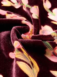 Easter Gift Burnout Velvet Kimono Cardigan For Women With Tassels, Elegant Flower Pattern, Swimsuit Cover-Up, Deep Red, 1 Size Fits All - Màu Đỏ Sâu - Xem 3