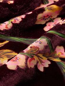 Easter Gift Burnout Velvet Kimono Cardigan For Women With Tassels, Elegant Flower Pattern, Swimsuit Cover-Up, Deep Red, 1 Size Fits All - Màu Đỏ Sâu - Xem 6