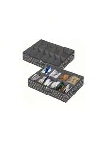 1pc 10-Compartment Foldable Cloth Shoe Storage Box With Transparent Lid, Dual Handle Transparent Window Storage Bag For Under Bed, Closet, Bedroom, Dorm, Space Saving Bedroom Accessory